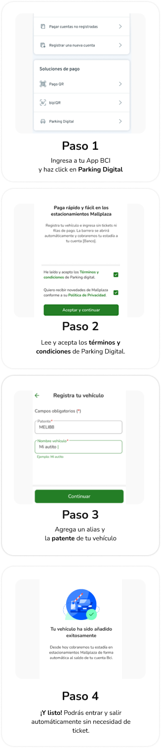 Paso a Paso Parking Digital con BCI Mallplaza