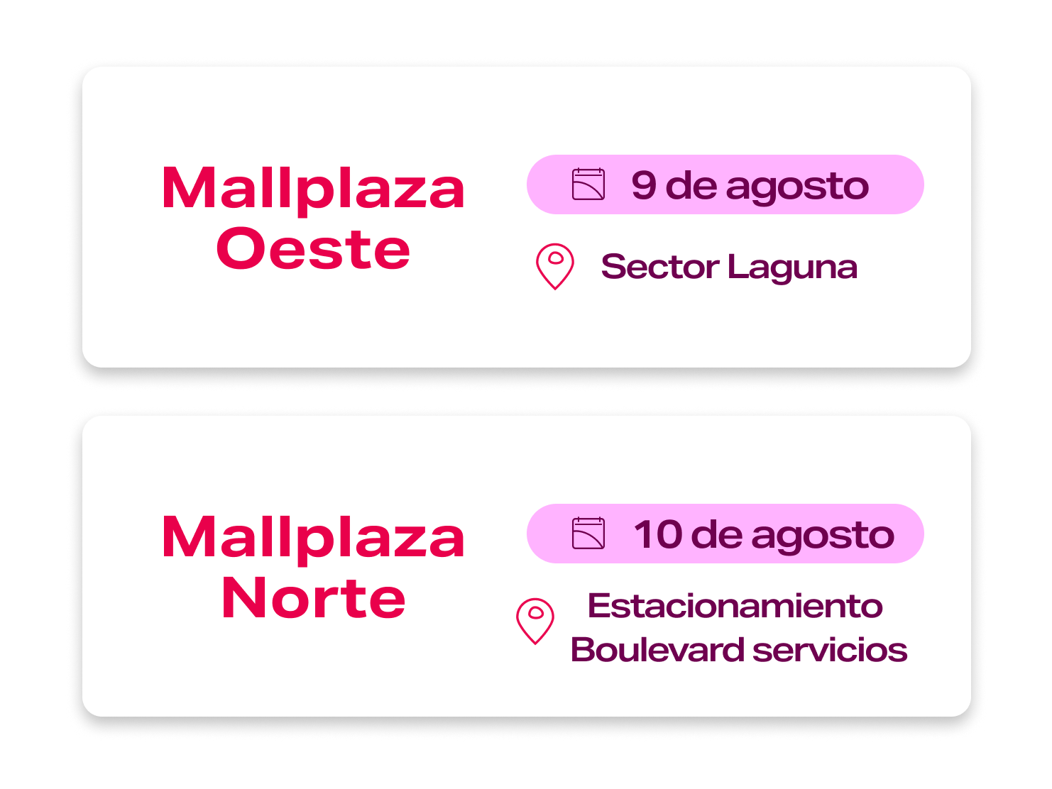 Fechas y malls Van Cinecolor en Mallplaza