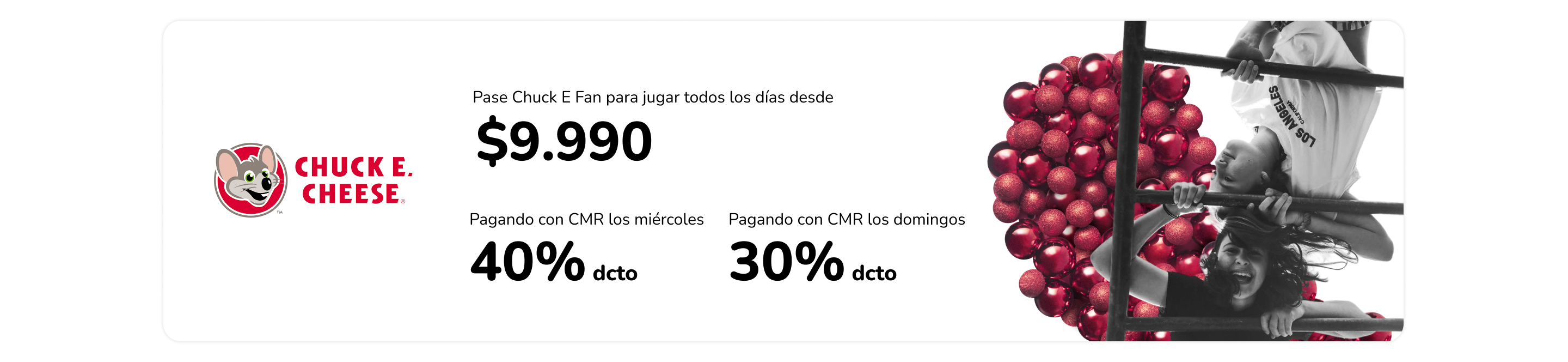 Promociones Chuck E Cheese Navidad en Mallplaza