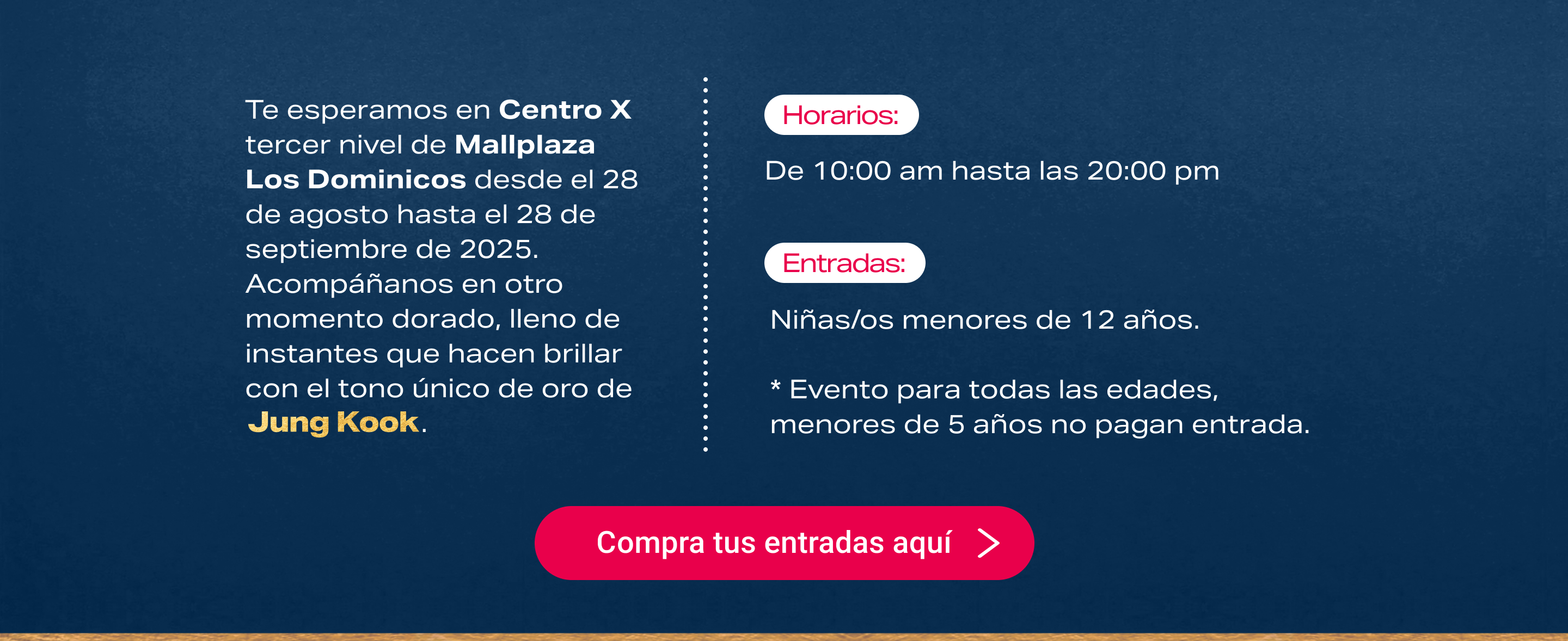 Entradas Jung Kook exhibition Centro X Mallplaza