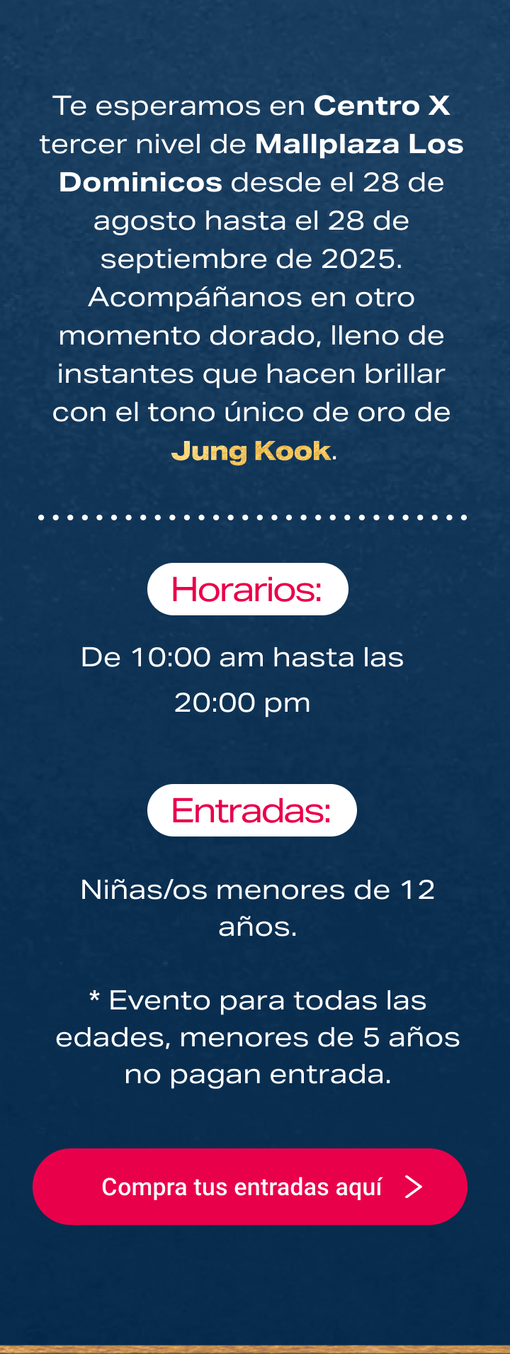 Entradas Jung Kook exhibition Centro X Mallplaza