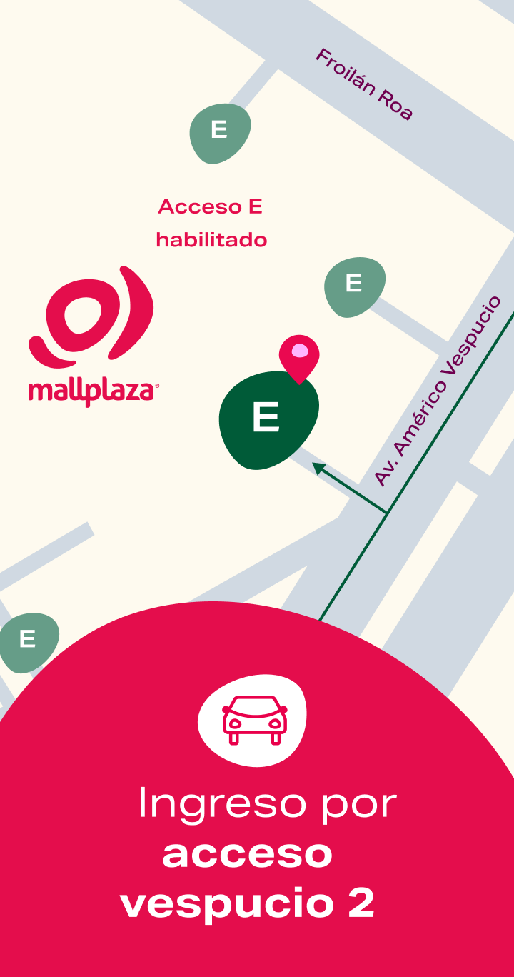 Mapa ingreso Parking liberado Mallplaza Vespucio