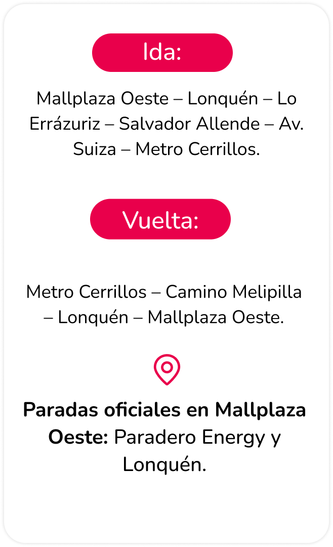 Recorrido buses de acercamiento Mallplaza Oeste