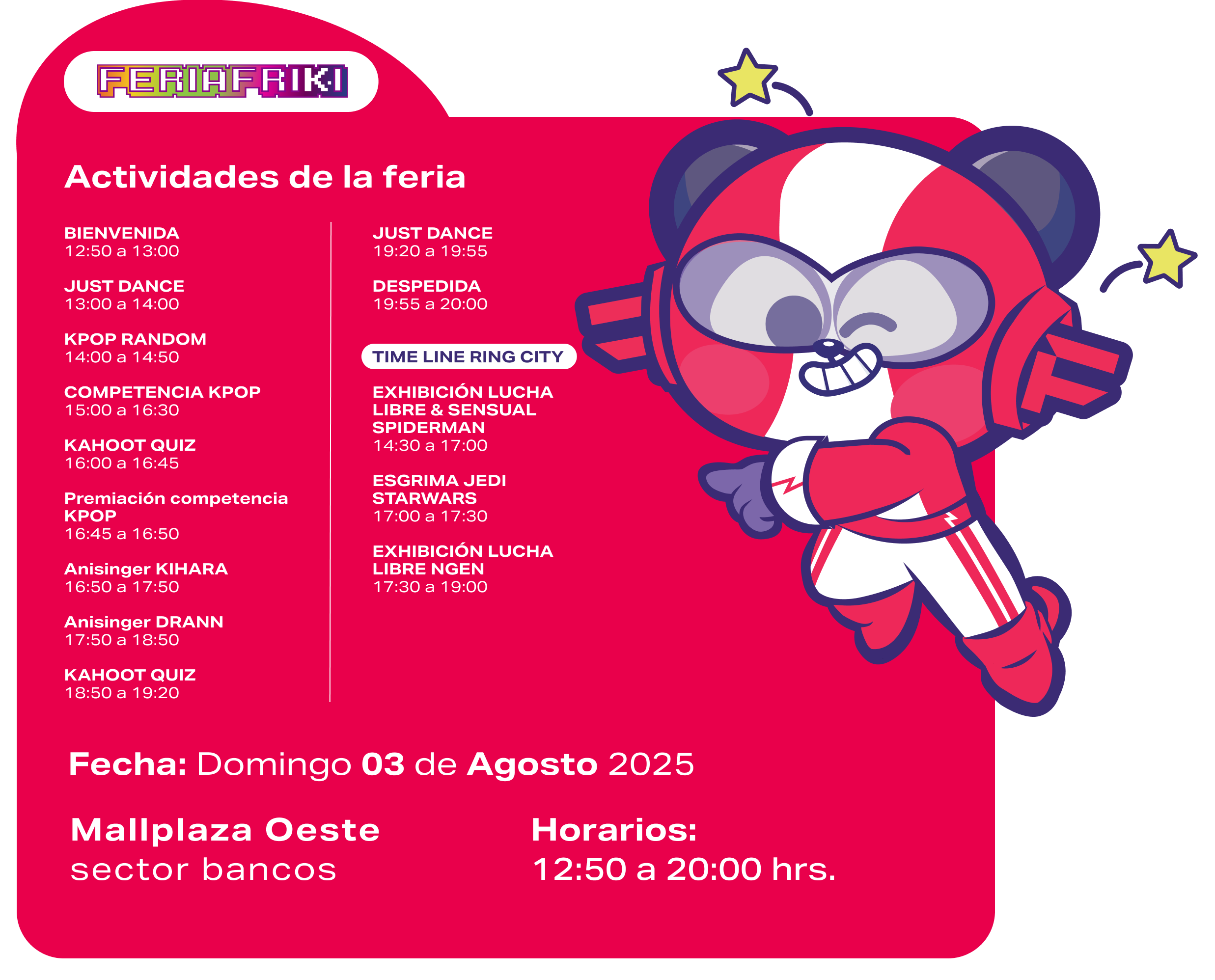 Actividades Feria Friki en Mallplaza Oeste agosto