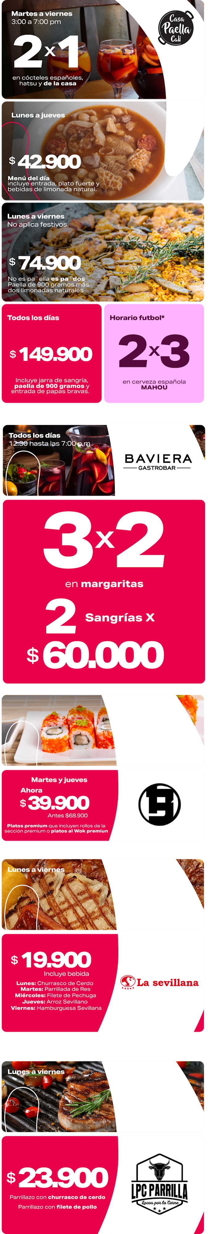 Menús del Día Mallplaza Cali