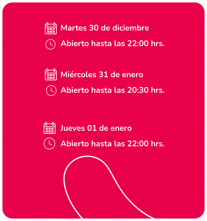 Horarios especiales año nuevo 