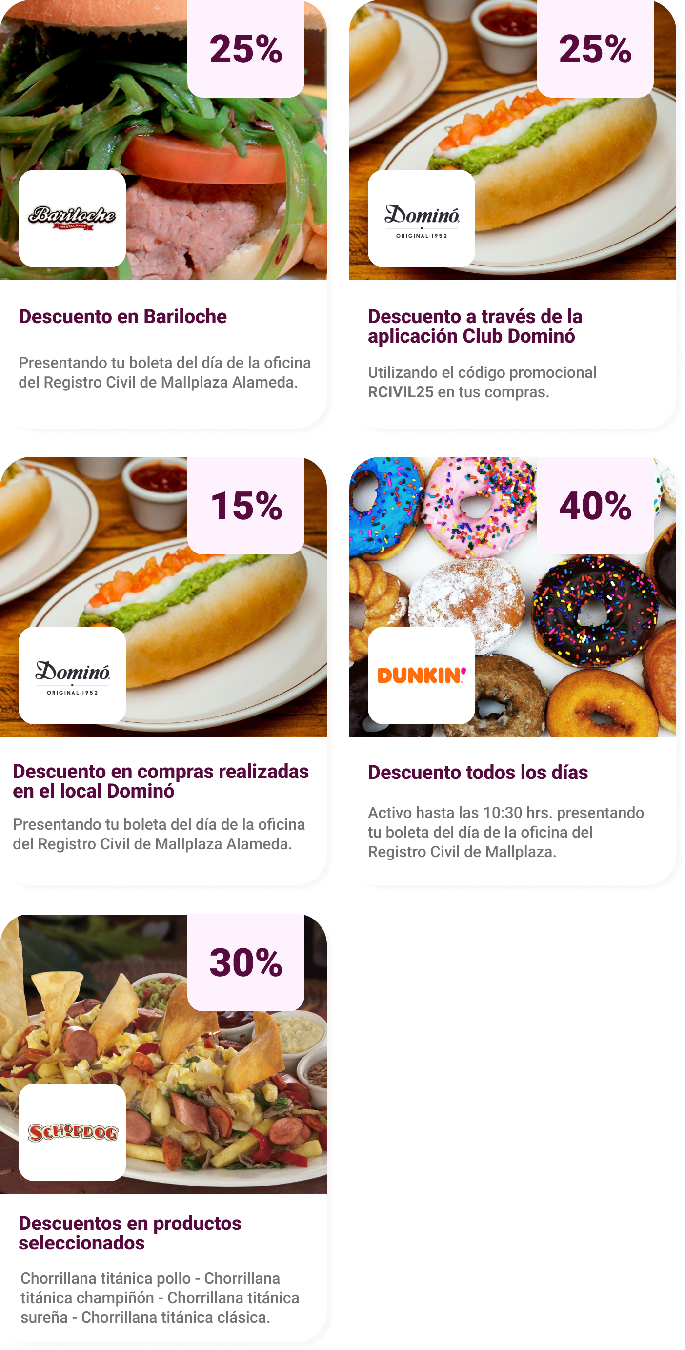 Descuentos Mallplaza Alameda boleta Registro Civil