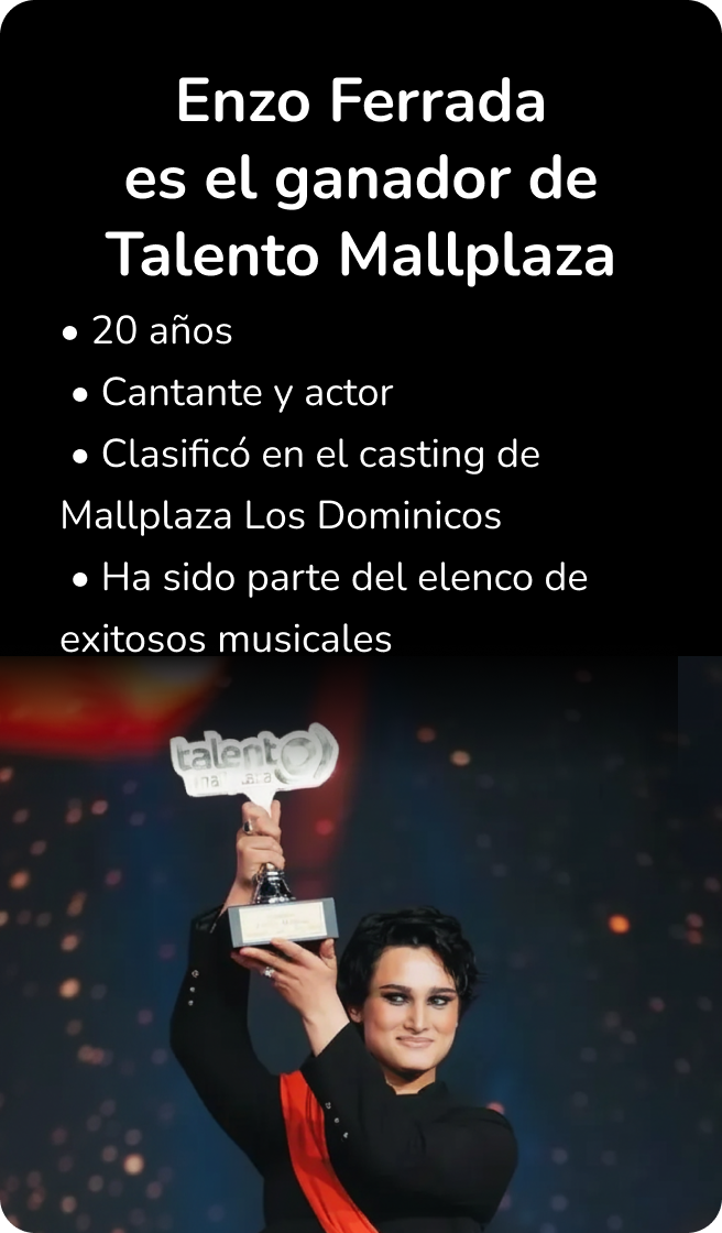 Ganador Talento Mallplaza Enzo Ferrada
