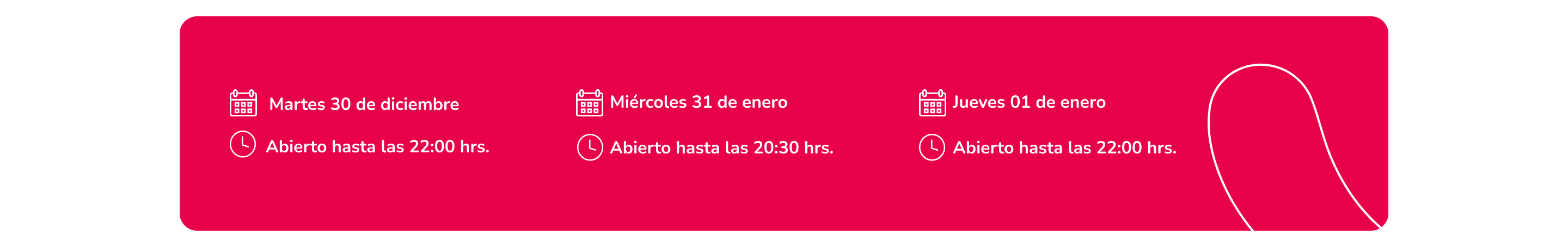 Horarios especiales año nuevo