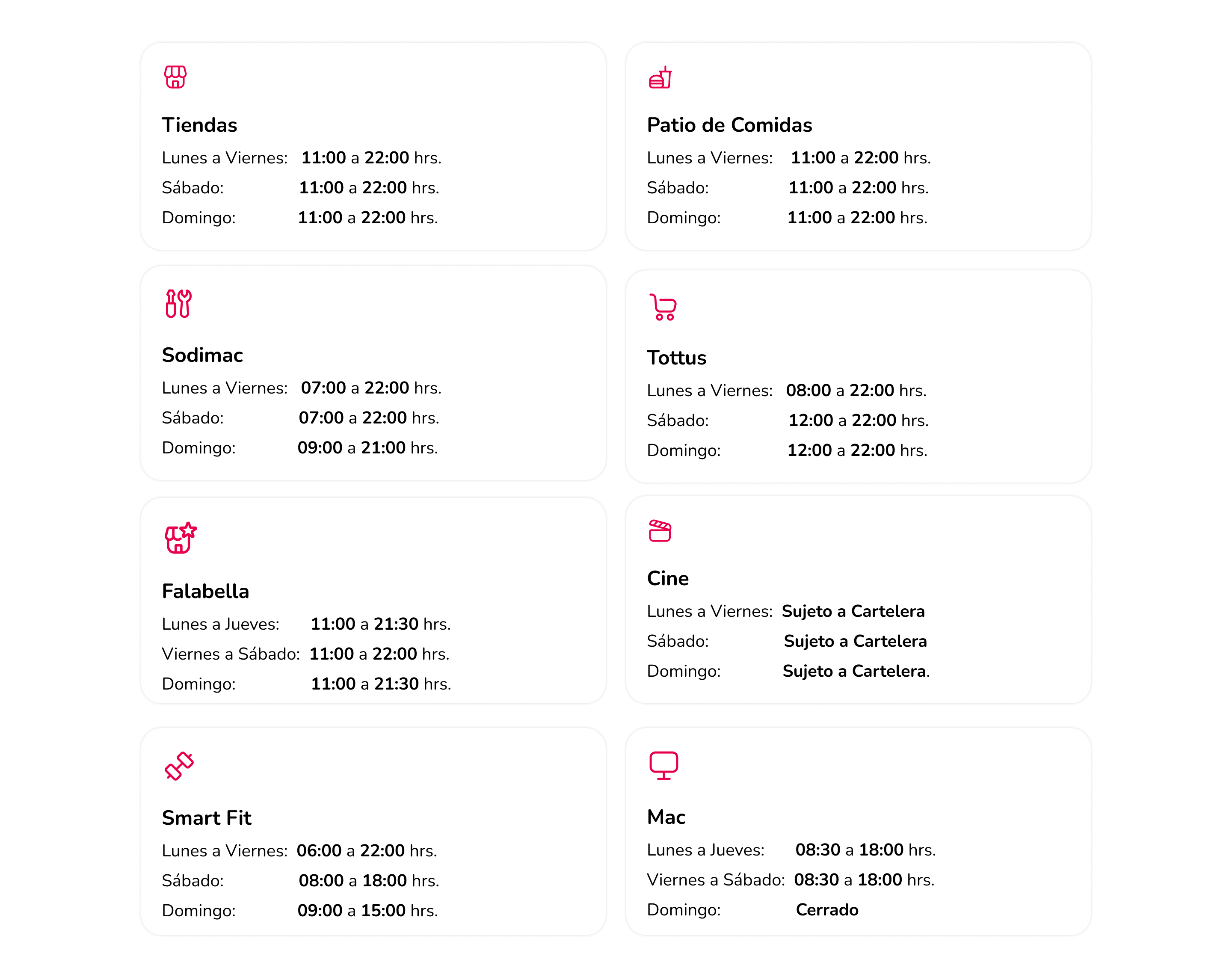 Horarios en Mallplaza Bellavista