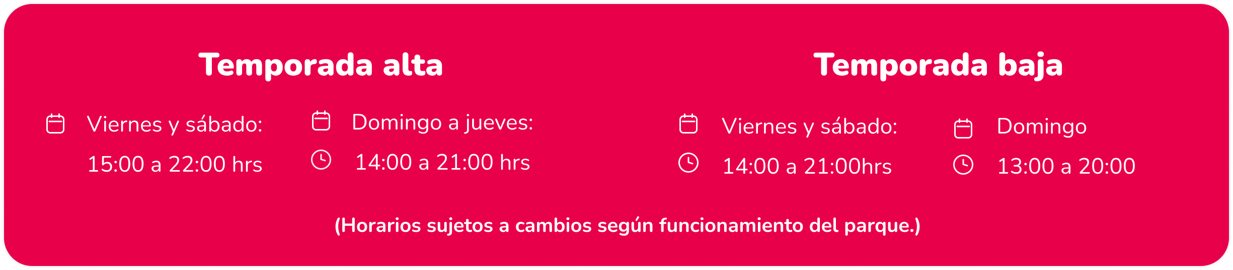 Happyland Park - Horarios