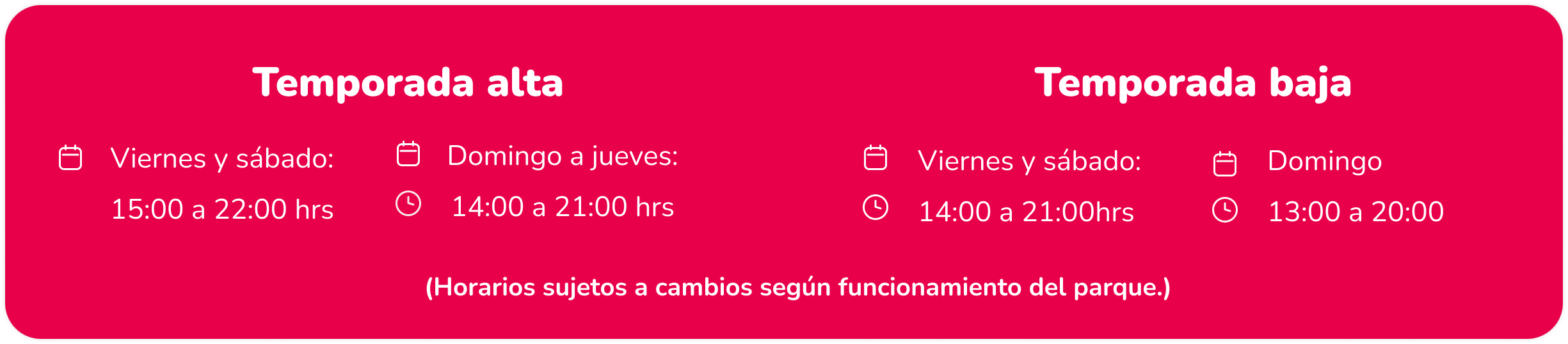 Happyland Park - Horarios