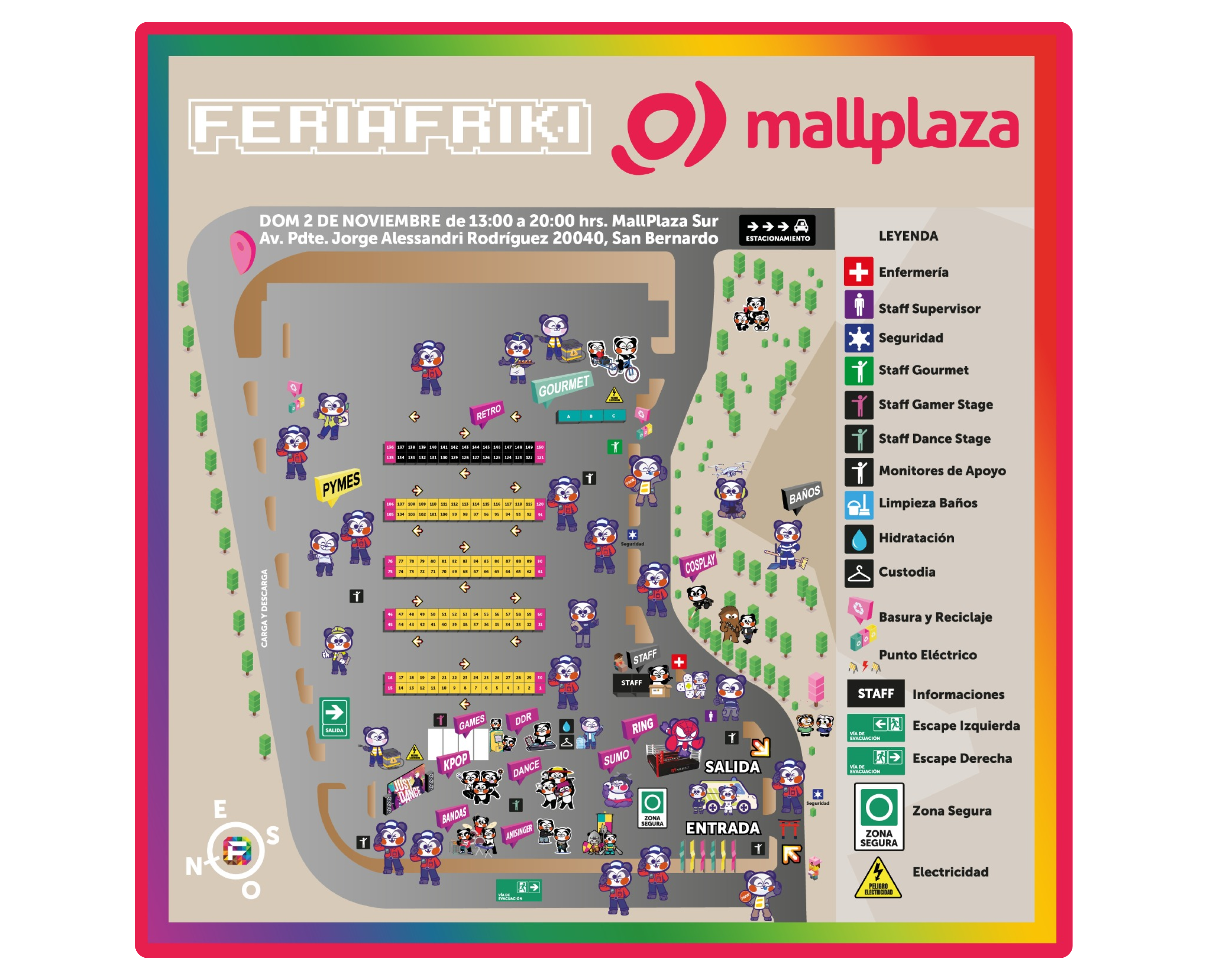 Mapa actividades Feria Friki en Mallplaza Sur