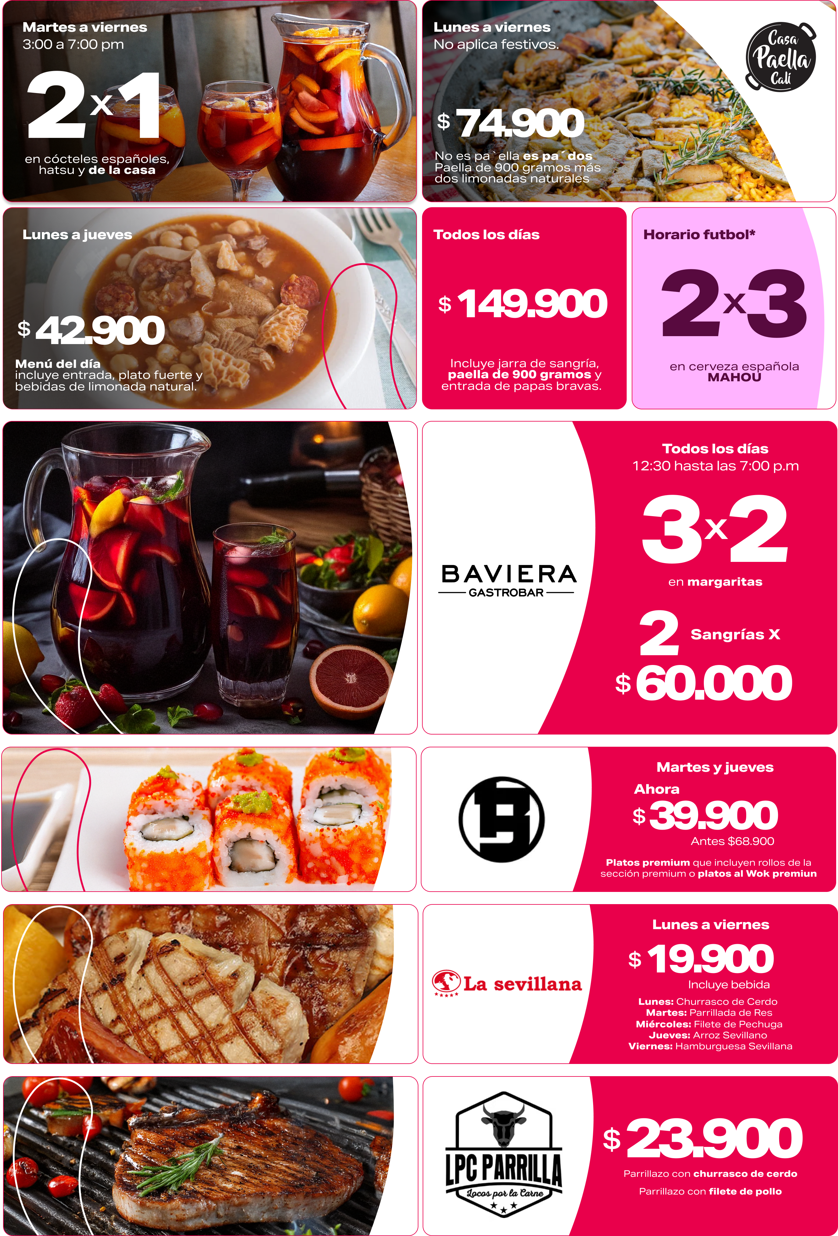 Menús del Día Mallplaza Cali