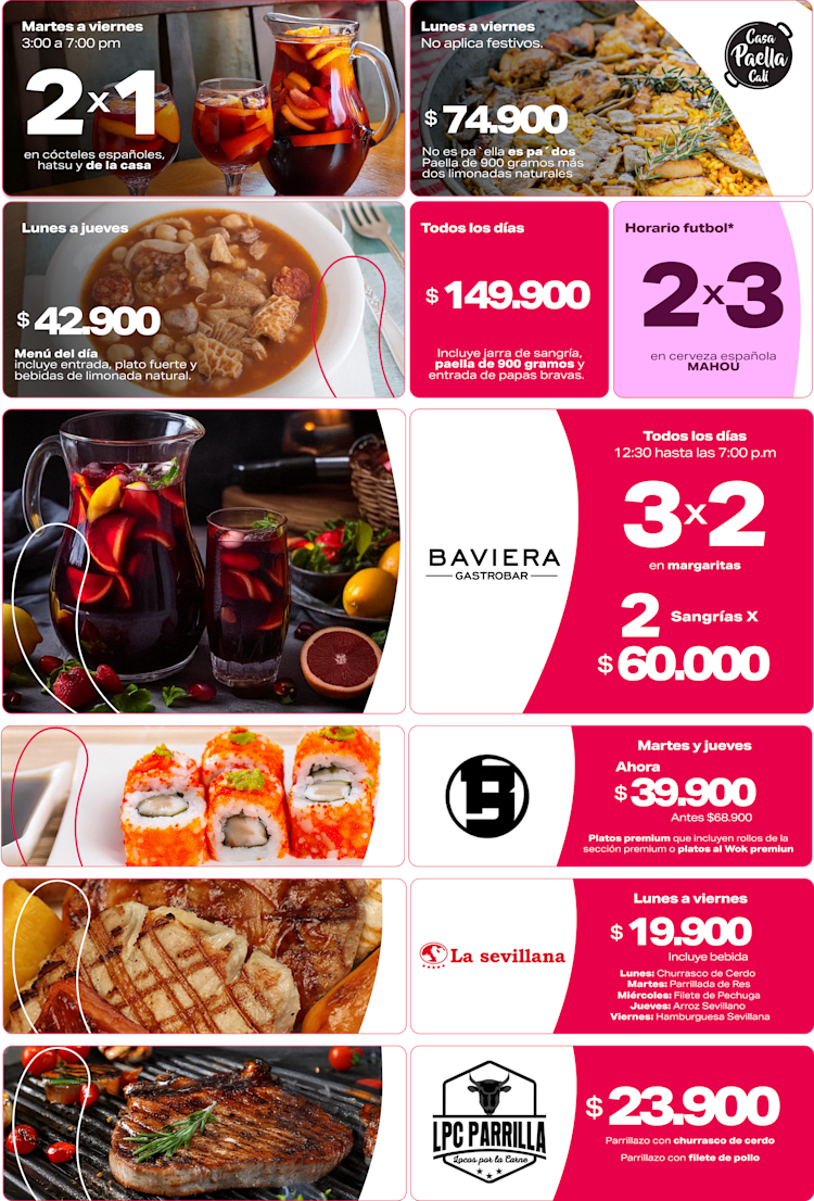 Menús del Día Mallplaza Cali