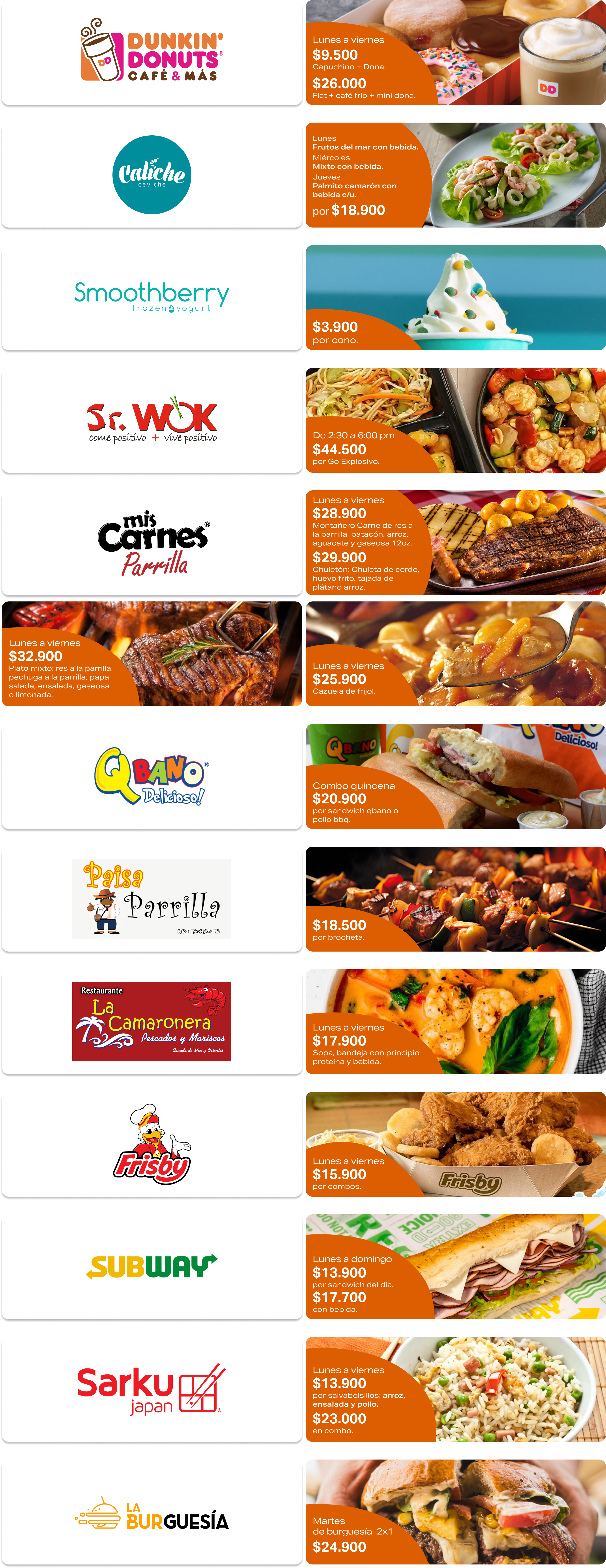 Menús Especiales Manizales Mallplaza