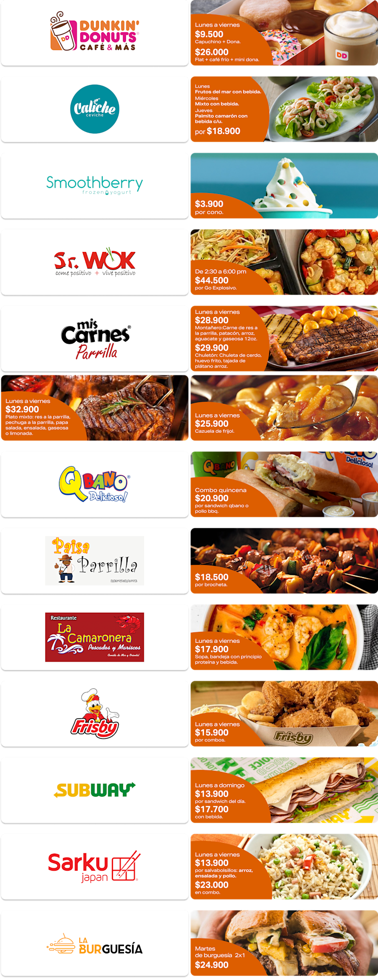 Menús Especiales Manizales Mallplaza