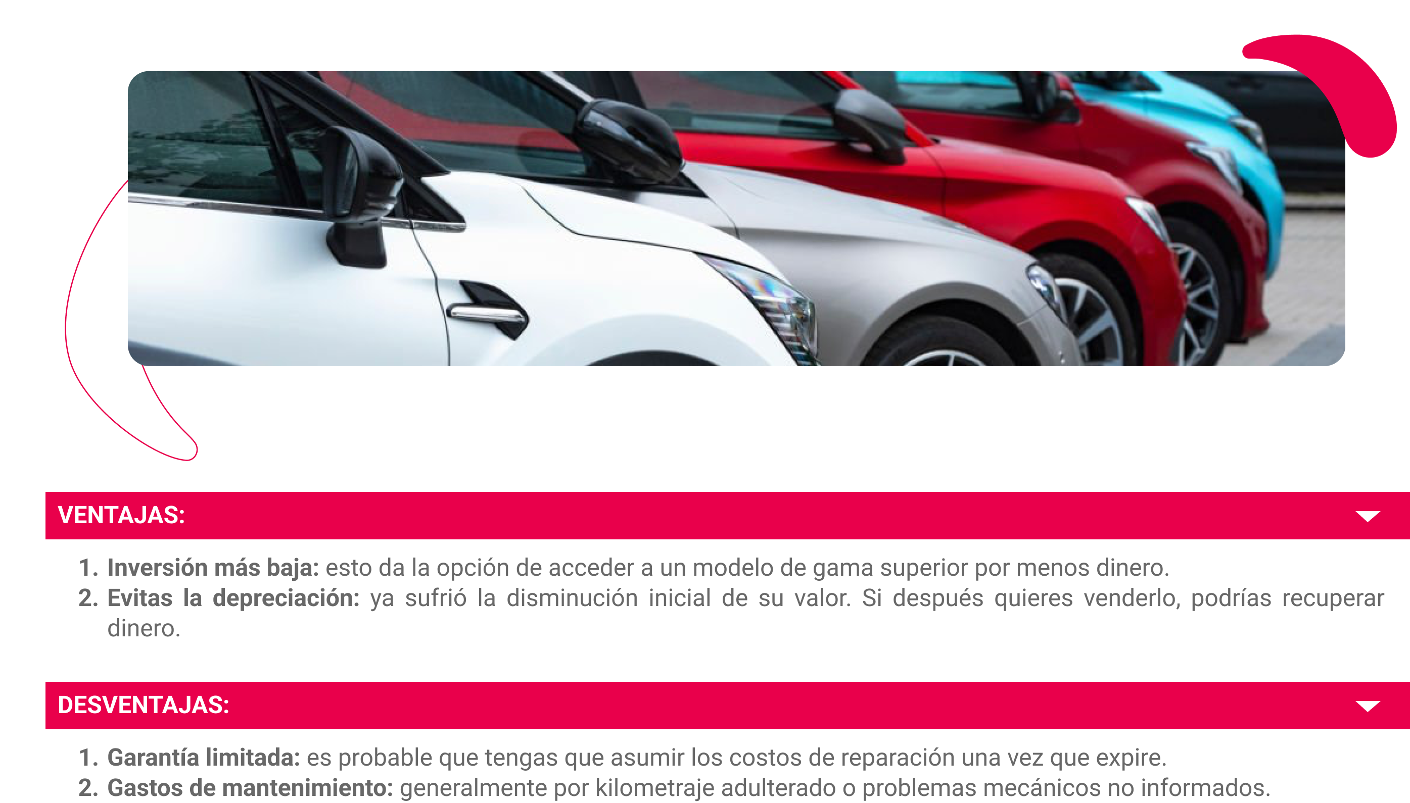 Pro y contras de un auto usado Mallplaza