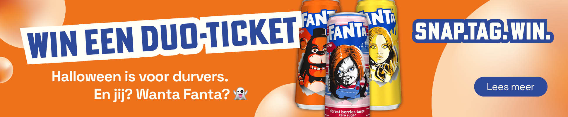 Tot en met 2 november daagt FANTA jou uit: maak een spooky selfie met je FANTA aan de hoofdingang.