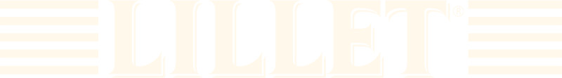 Het logo van Lillet in off-white
