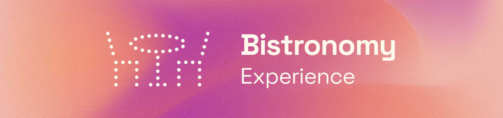 Logo Bistronomy Experience sur un fond dégradé violet-orange coloré