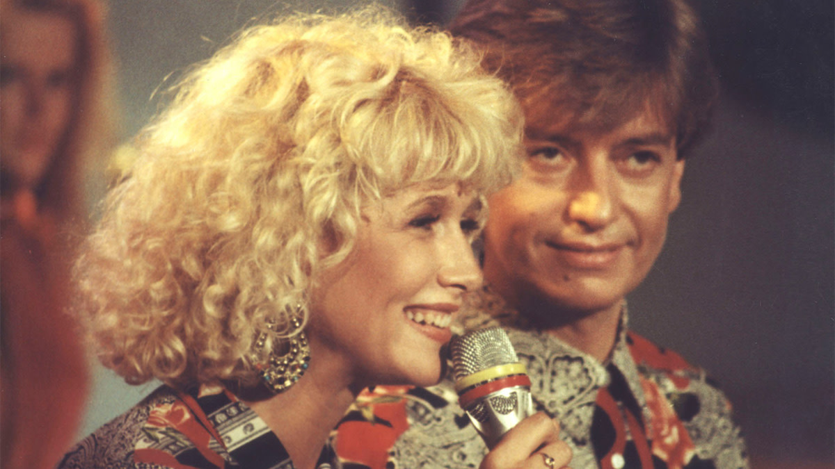Anne De Baetzelier en Willy Sommers tijdens de hoogdagen van Tien om te Zien op VTM.