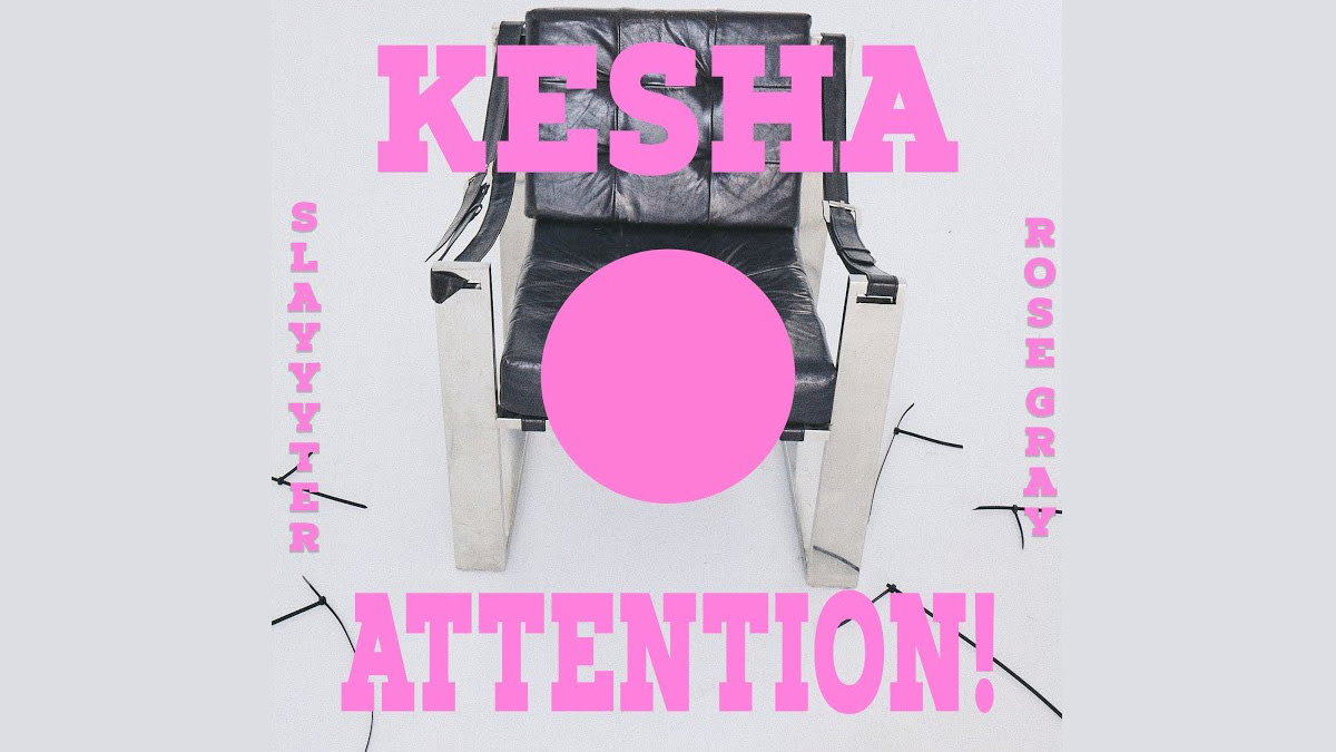 De hoes van Kesha's nieuwe single 'Attention!' toont de typische roze cirkel die verwijst naar de naam van haar album 'Period'.