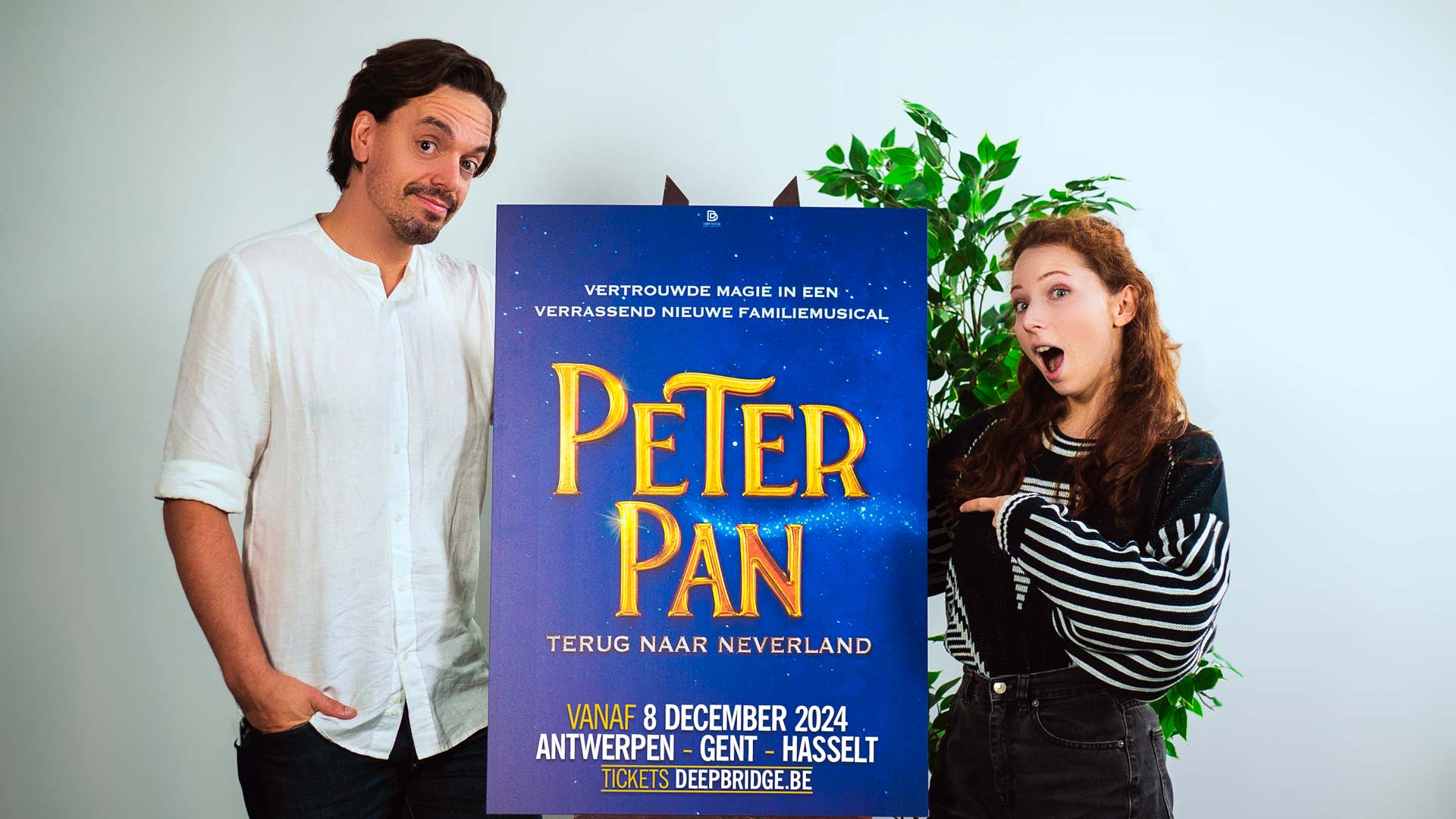 Revelatie Sophie Janssens (Peter Pan) en de bejubelde Nordin De Moor (Kapitein Haak) pakken de hoofdrollen in de gloednieuwe Vlaamse familiemusical 'Peter Pan'. 