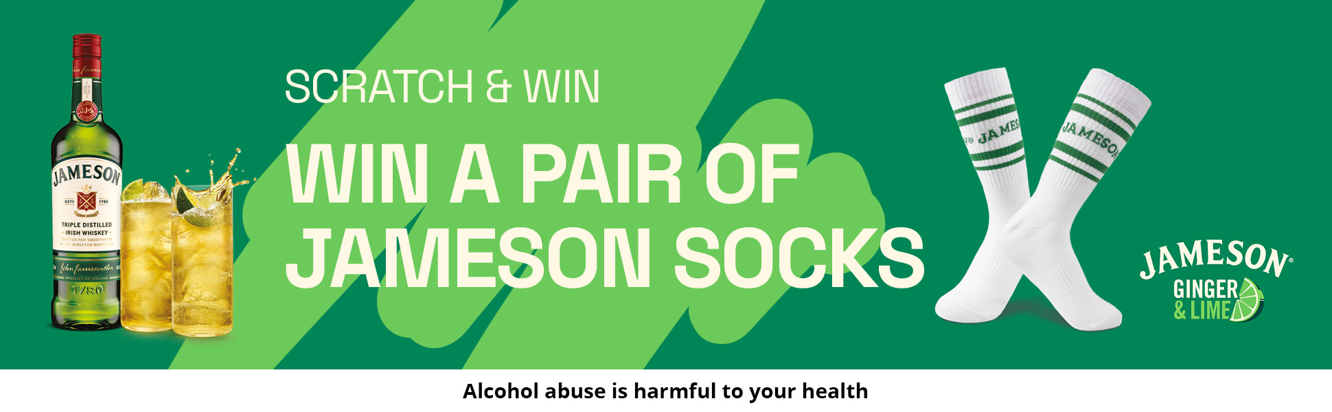 Image with the text “Scratch & Win - Win a pair of Jameson socks.” 