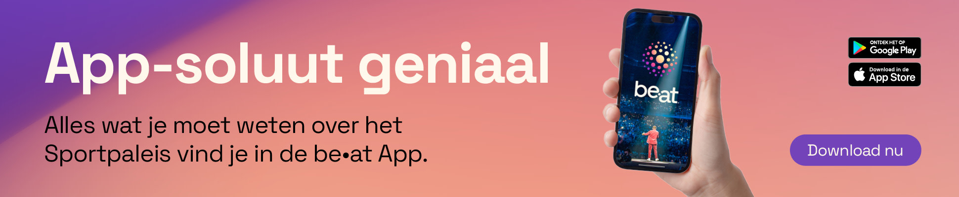 Deze afbeelding promoot de be•at App.