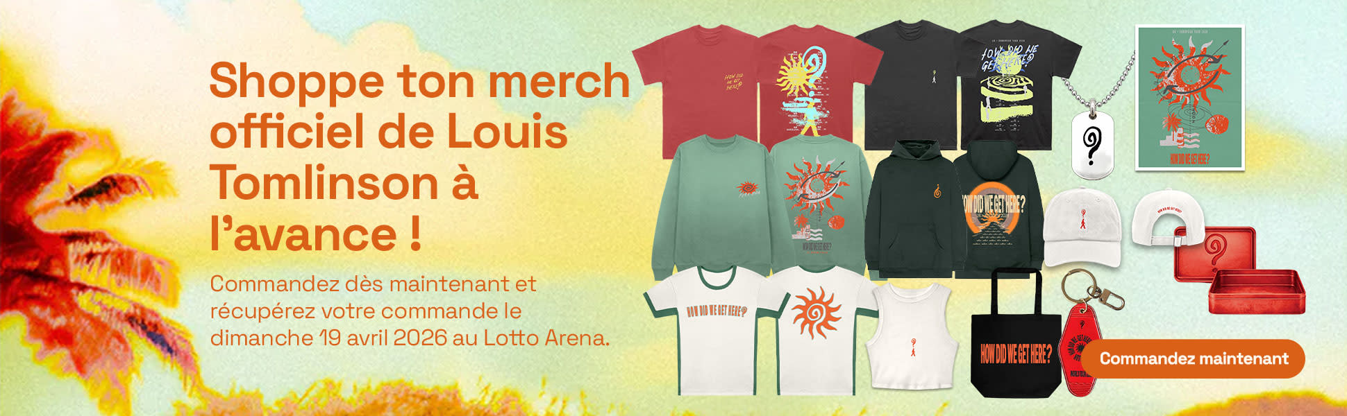 Bannière présentant les merch de Louis Tomlinson