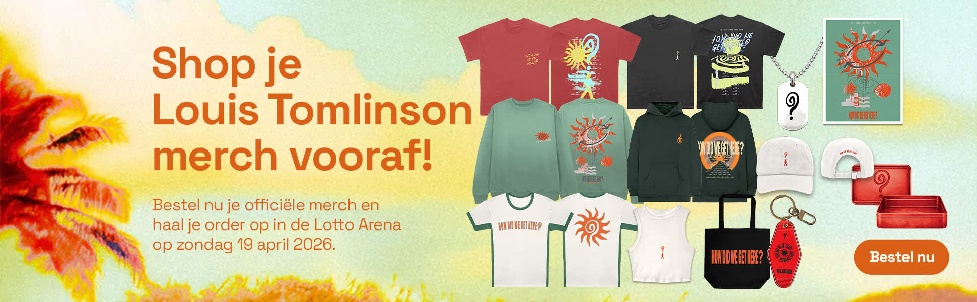 Banner met merch van Louis Tomlinson
