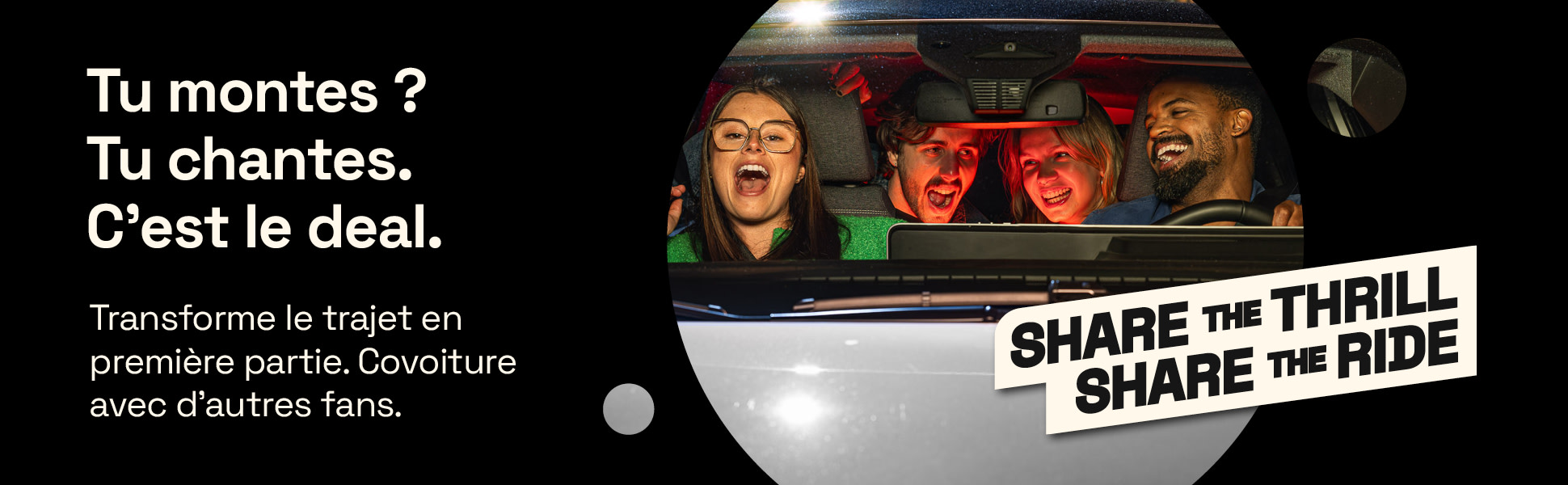 Share the thrill, share the ride banner
