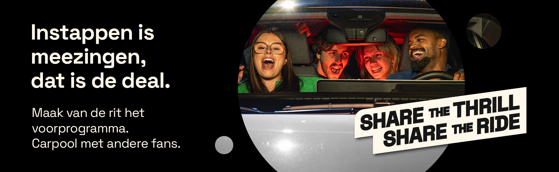 Share the thrill, share the ride banner