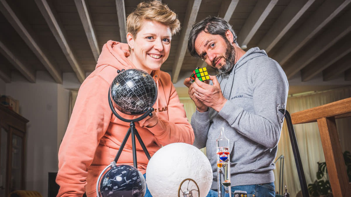 Lieven Scheire en Hetty Helsmoortel van Nerdland in het Sportpaleis.