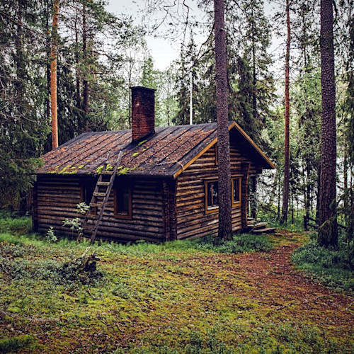 A wooden lodge makes a perfect base for a rustic, outdoor adventure
