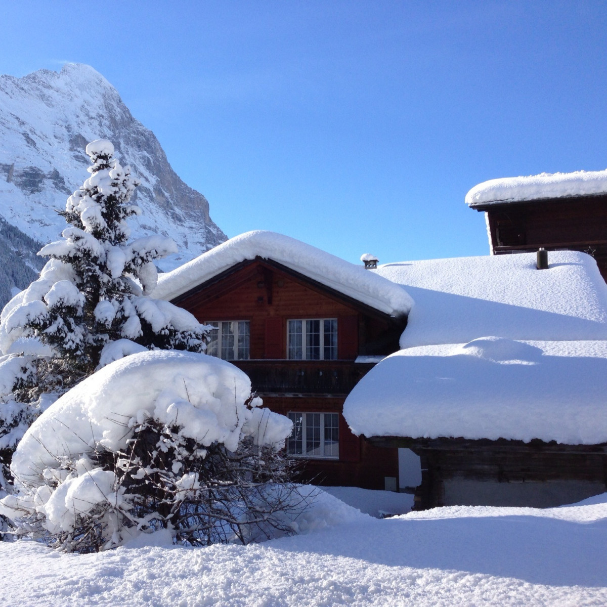 maison en montagne avec neige