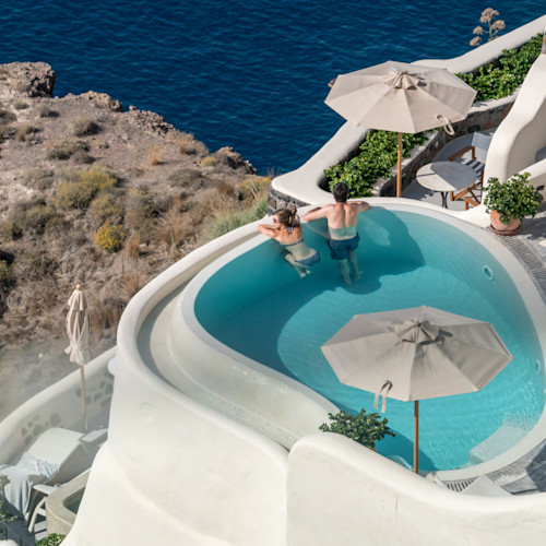 Villas in Greece with a pool offer stunning views of the sea