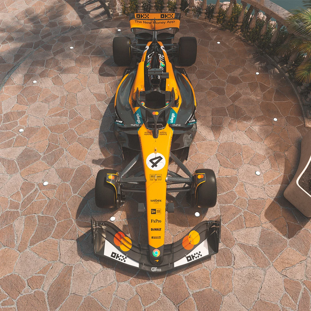 The McLaren Formula 1 Team to run Riviera-inspired livery enhancement with OKX for the Monaco and Spanish Grands Prix