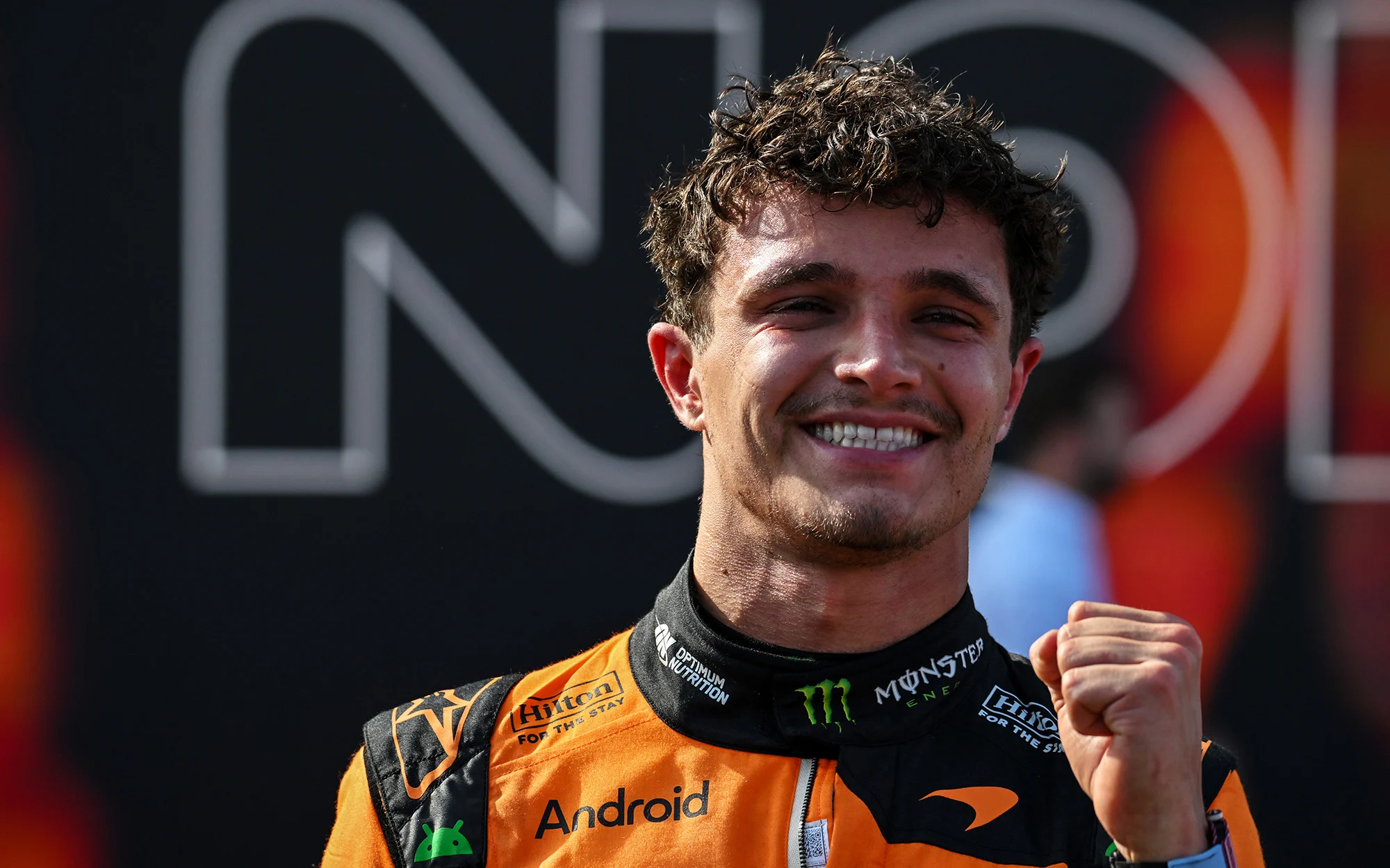 Lando Norris celebrating after his win in Hungary 2026