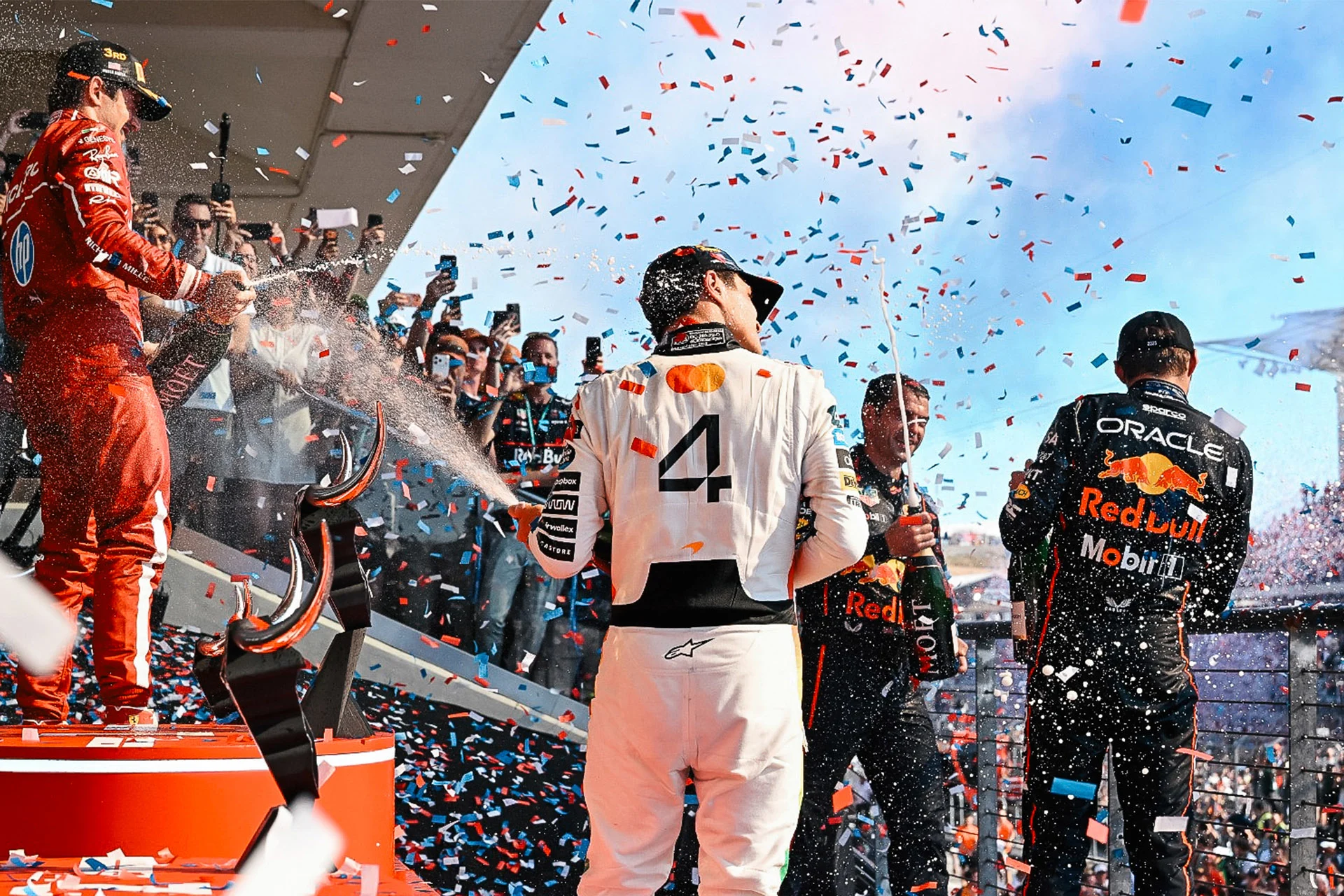 Hear from McLaren Formula 1 drivers Lando Norris and Oscar Piastri, and Team Principal Andrea Stella, after the United States Grand Prix