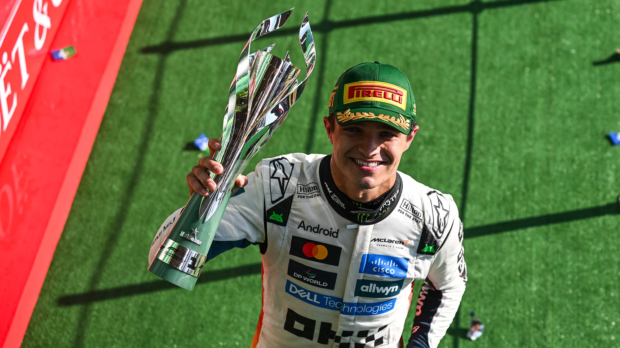 Lando Norris celebrating after winning the 2025 Mexico City Grand Prix