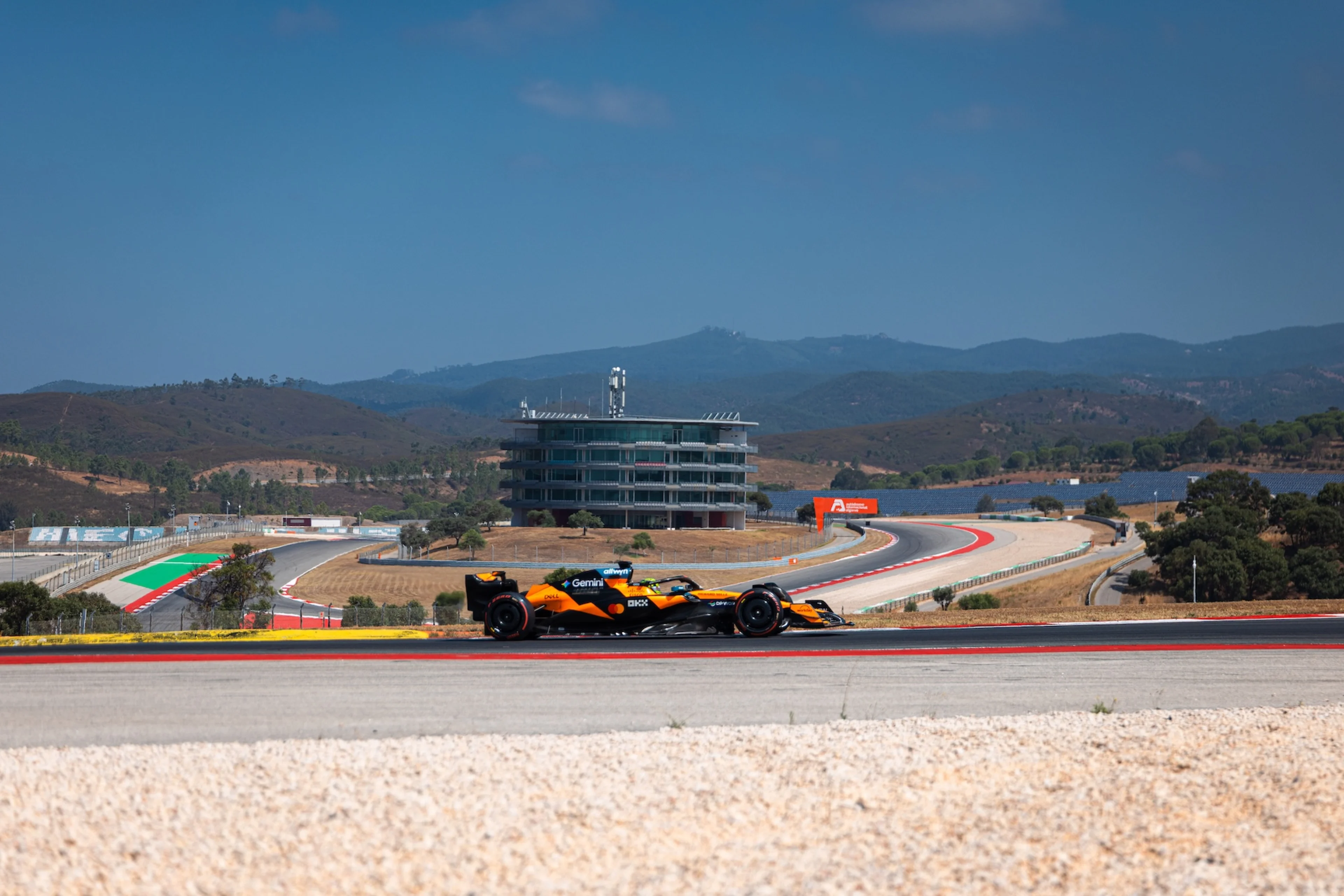 Lando Norris at the Portimao circuit for testing in the MCL60