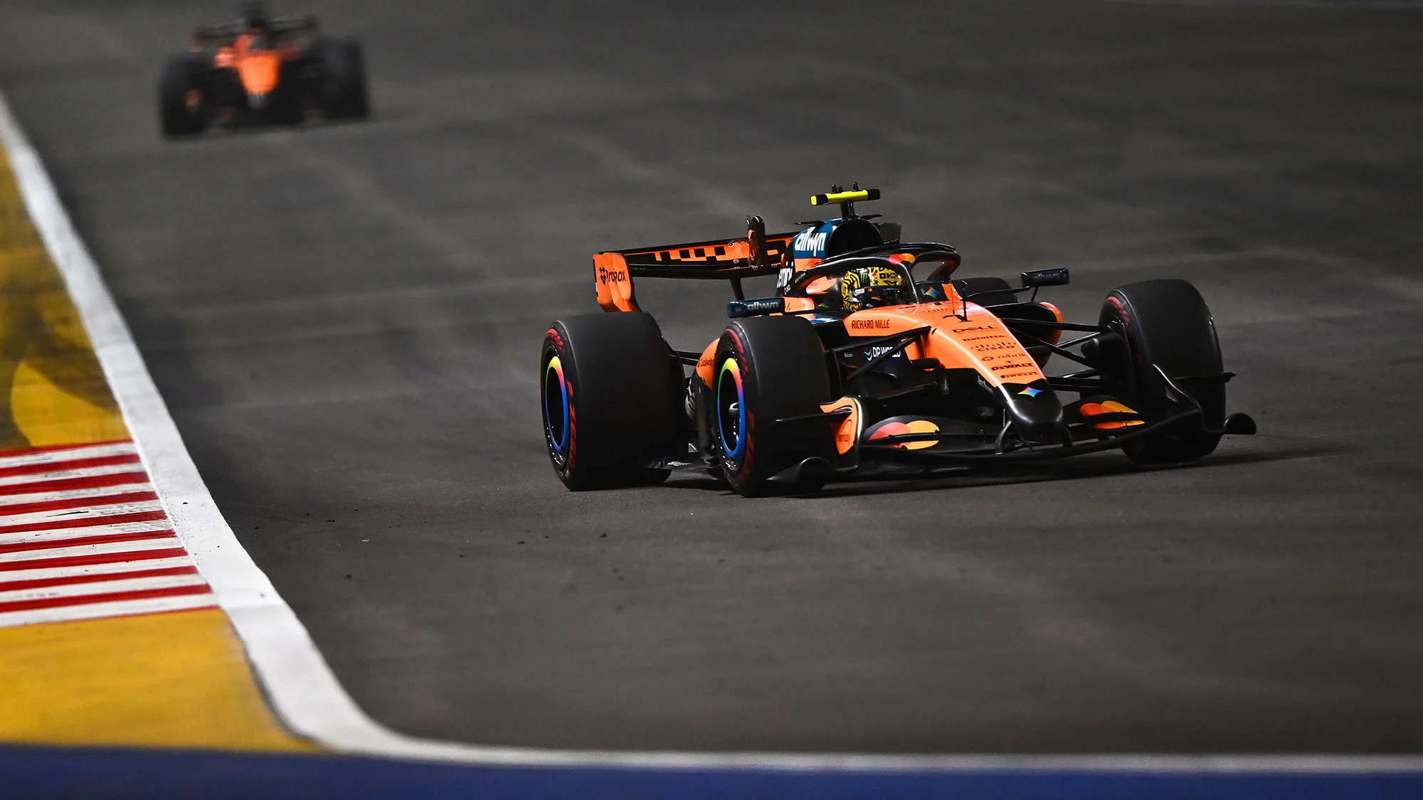 Lando Norris driving the (1) McLaren MCL40 Mercedes on track during the F1 Grand Prix of Singapore at Marina Bay Street Circuit on October 11, 2026