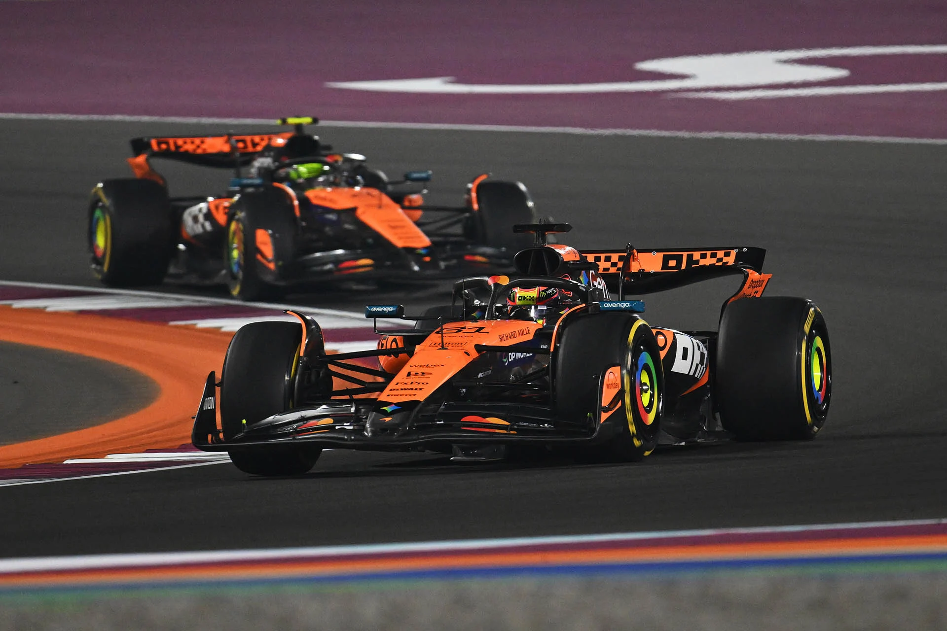 Hear from McLaren Formula 1 drivers Lando Norris and Oscar Piastri, and Team Principal Andrea Stella, after the Qatar Grand Prix