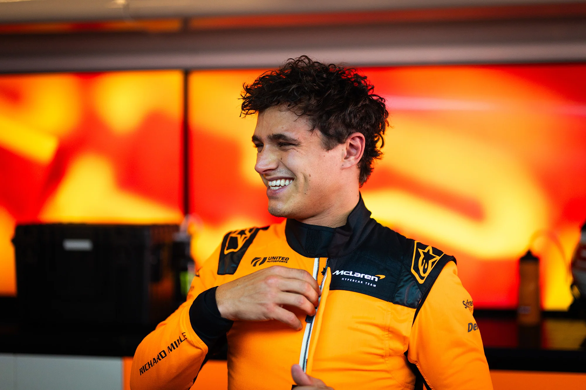 Lando Norris after driving the McLaren MCL-HY in Portimão