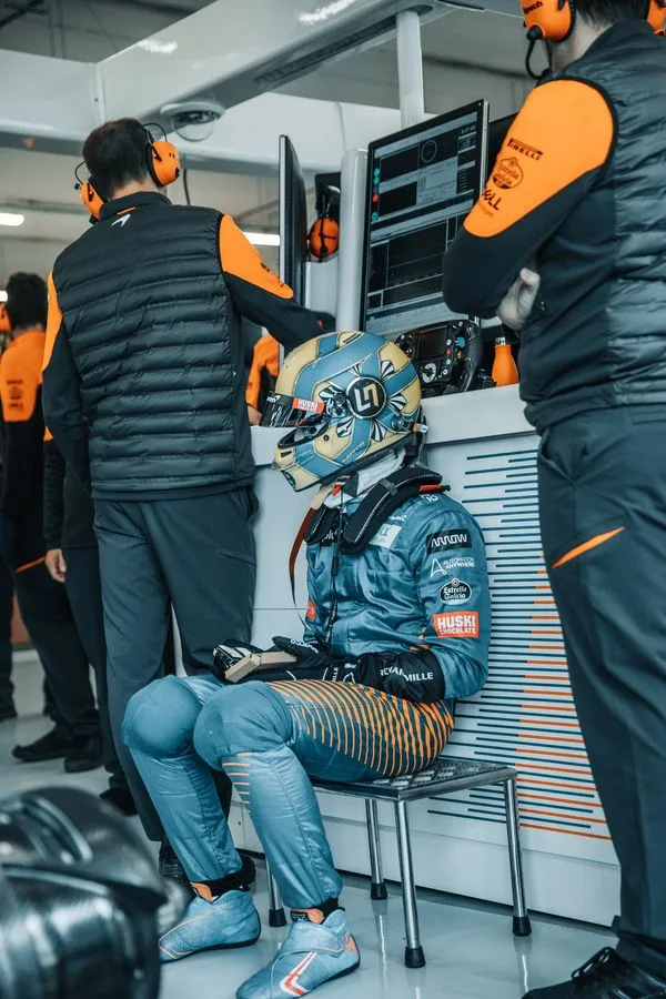 Latest-news - Mclarenracing - Article - Mcl35-filming-day-2020-app - Filming day: best shots The team take the MCL35 to Barcelona for its track debut - 1