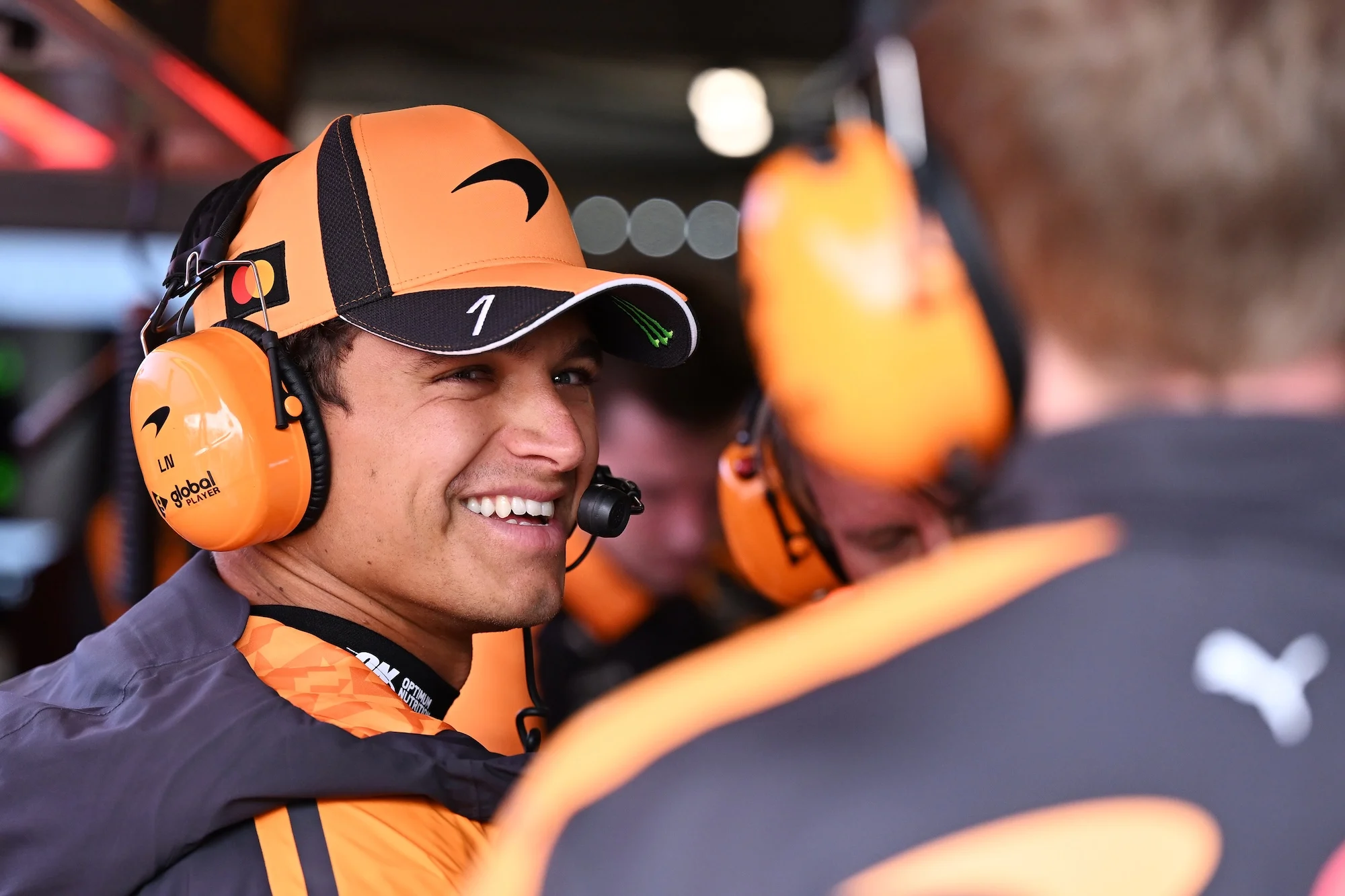 Lando Norris in the McLaren garage prior to the Dutch grand prix