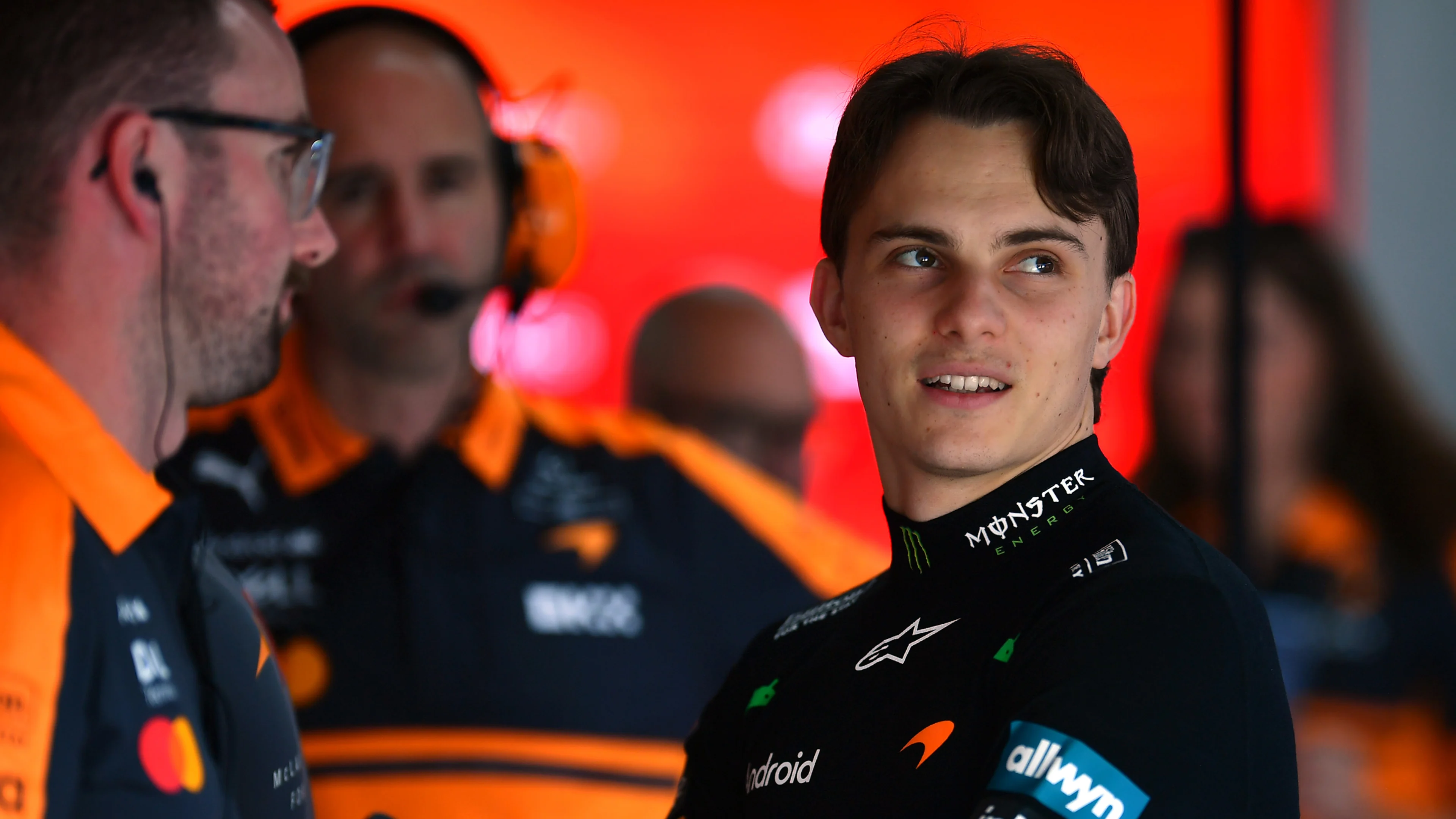 Oscar Piastri of Australia and McLaren looks on in the garage prior to practice ahead of the F1 Grand Prix of United States at Circuit of The Americas on October 23, 2026 in Austin, Texas.