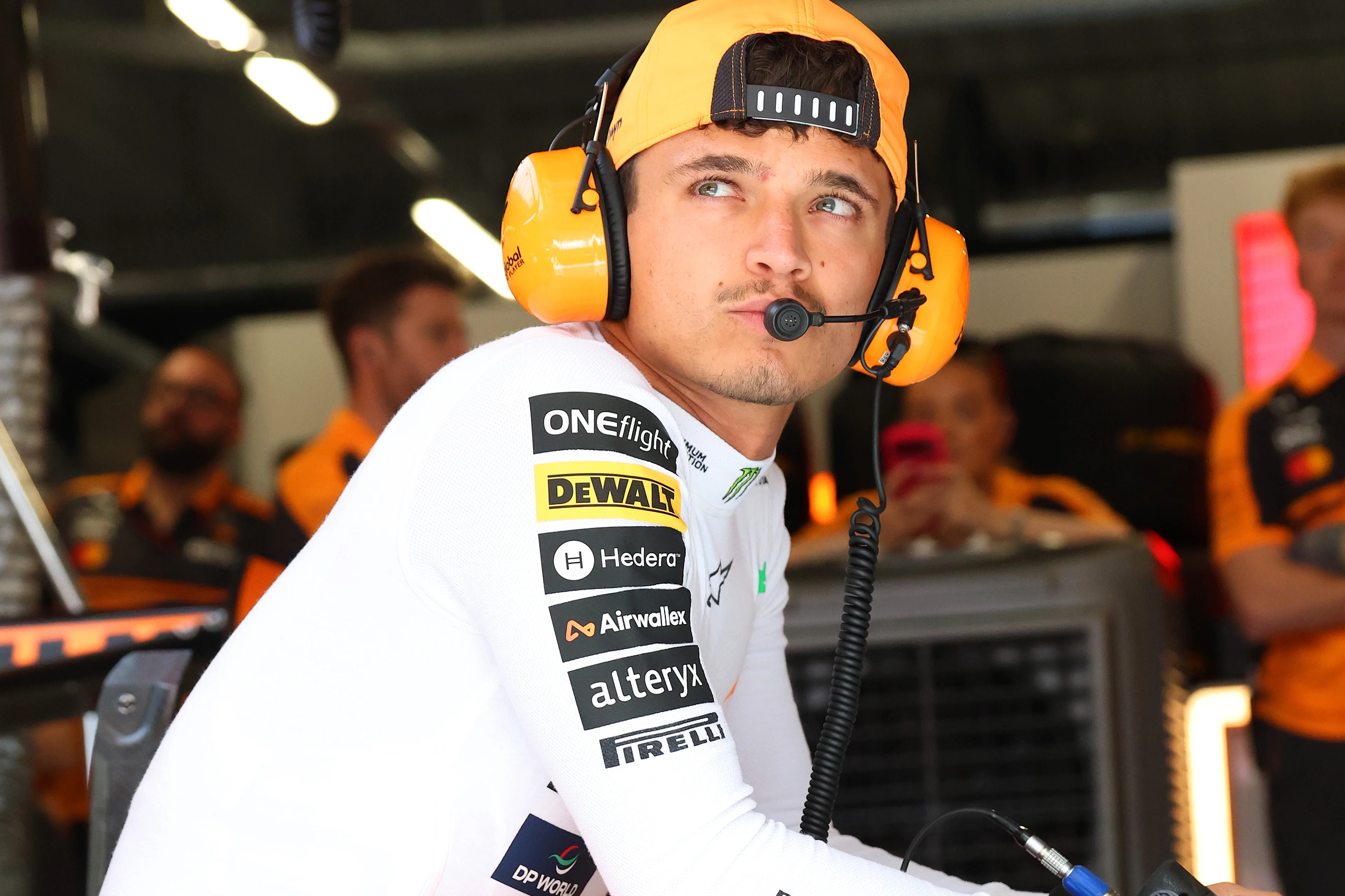 Lando Norris in the McLaren garage at the 2026 Hungarian grand prix